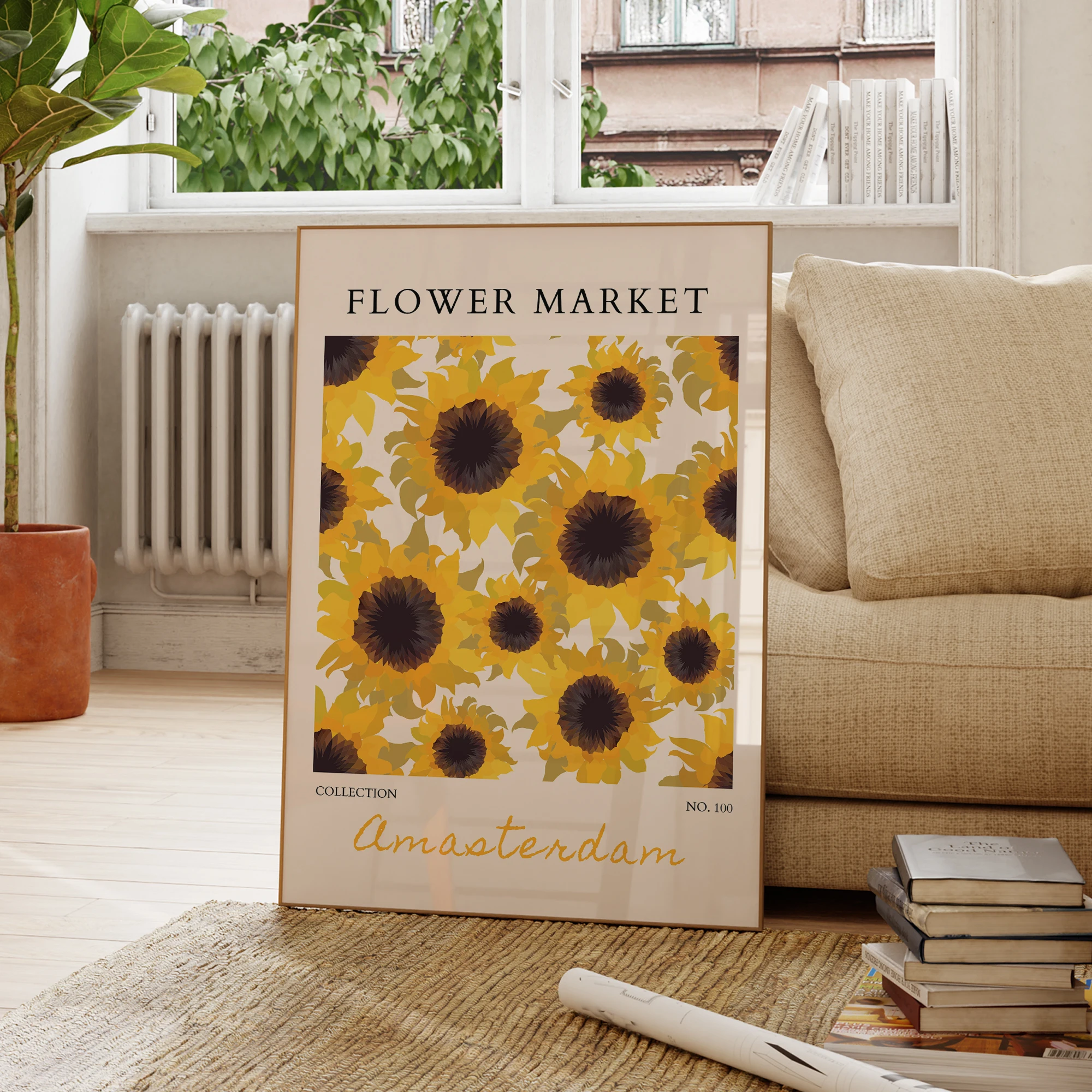 الحديثة الزهور الصفراء زهرة السوق جدار الفن يطبع قماش اللوحة المشارك صورة لغرفة المعيشة غرفة نوم ديكور المنزل