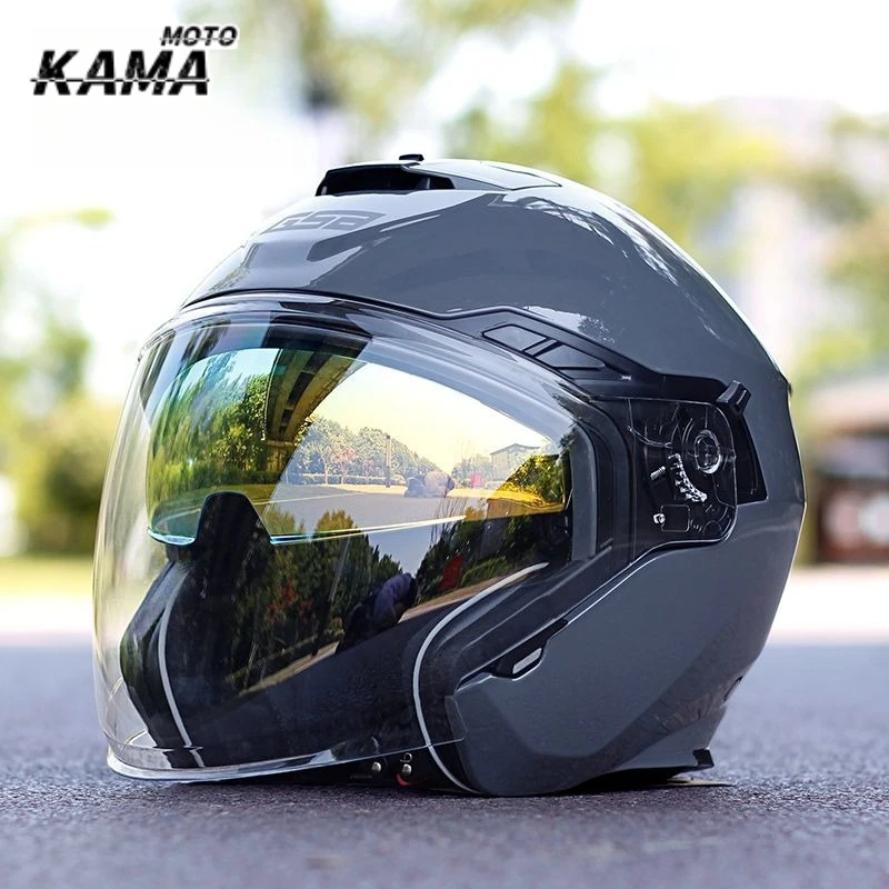 

for GSB Motorcycle Helmet Dual Lens Three-quarters Motorcycle Half Helmet All Season Universal Motorcycle Helmet Casco Moto