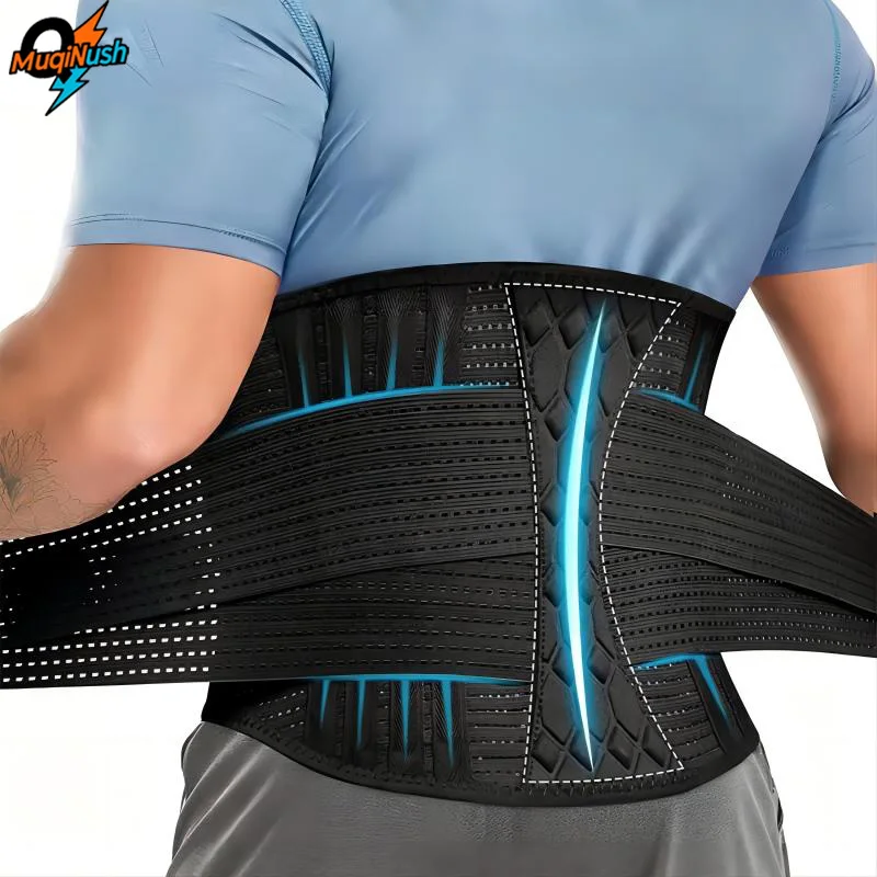 

MuqiNush Men Women Breathable Adjustable Lumbar Support Belt Lower Back Brace for Herniated Disc Sciatica Pain Relief Black