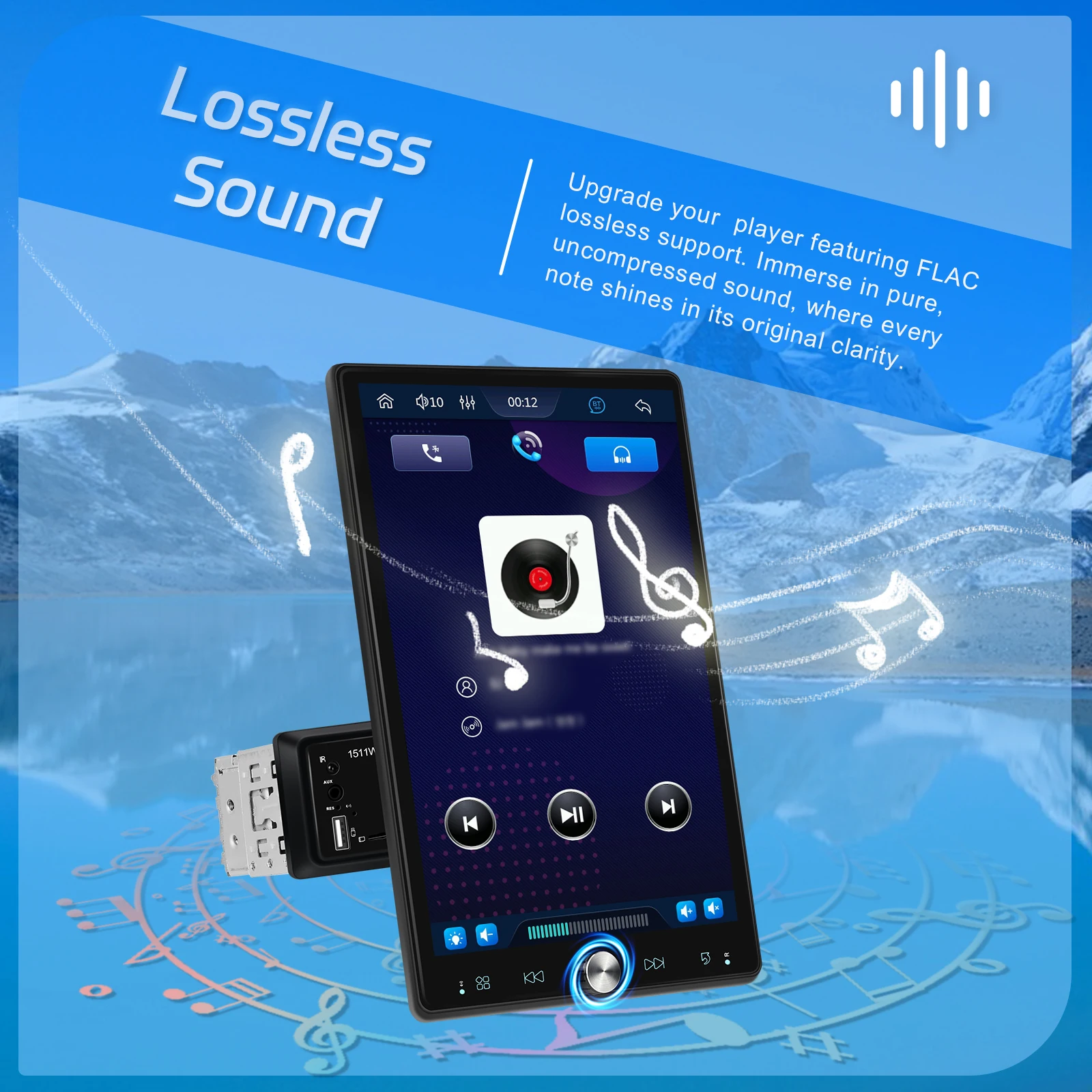 Podofo 10,4'' Manuell Schwenkbares 1DIN Autoradio Kabelloses Carplay Android Auto Multimedia-Player Spiegelverbindung BT FM/RDS Radio EQ – Detail 11
