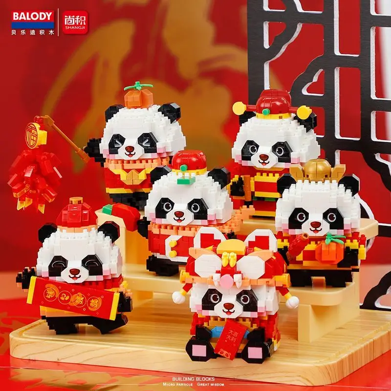 Cute Panda Toys Hobbies Animal Cute Kawaii Pandas Stacking Micro Building Blocks Model Mini Bricks Toys for Kid Gifts 2024