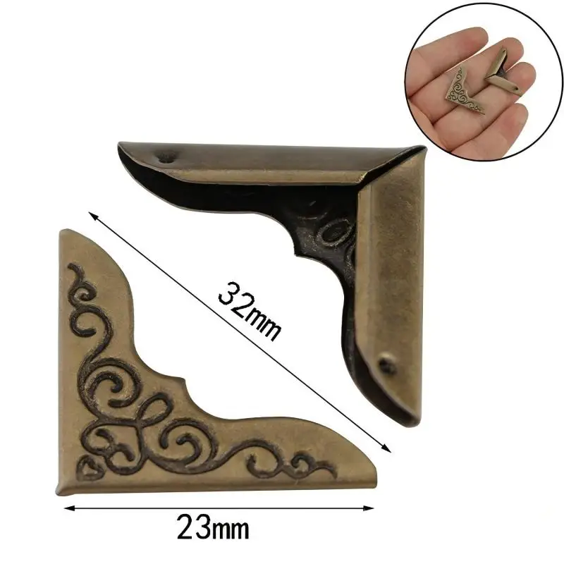 40pcs practical metal bronze Book Scrapbooking Album Menu Folder Corner Protectors Corner For Photo Album DIY 23x23x2.5mm cp1808