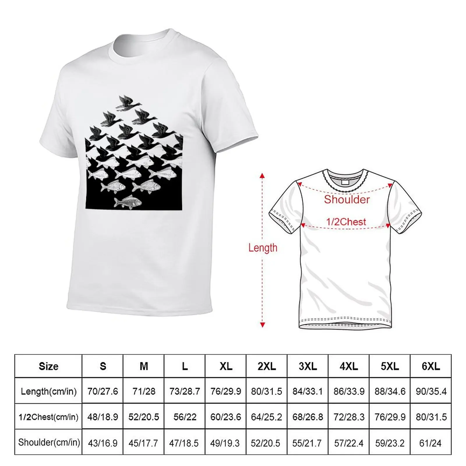 MC Escher Sky and Water I 1938 T-Shirt affliction shirts Short sleeve tee clothing for men
