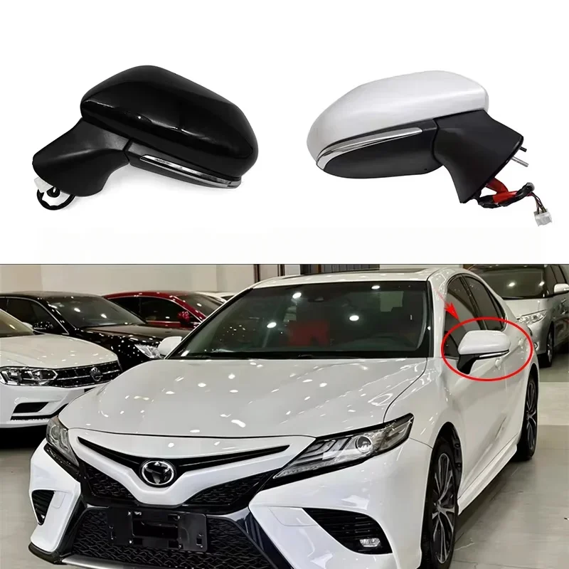 For Toyota Camry 2018 2019-2021 Left and Right Car Folding Side Rearview Mirror Assembly Auto Accessory With Lamp Lens Heating