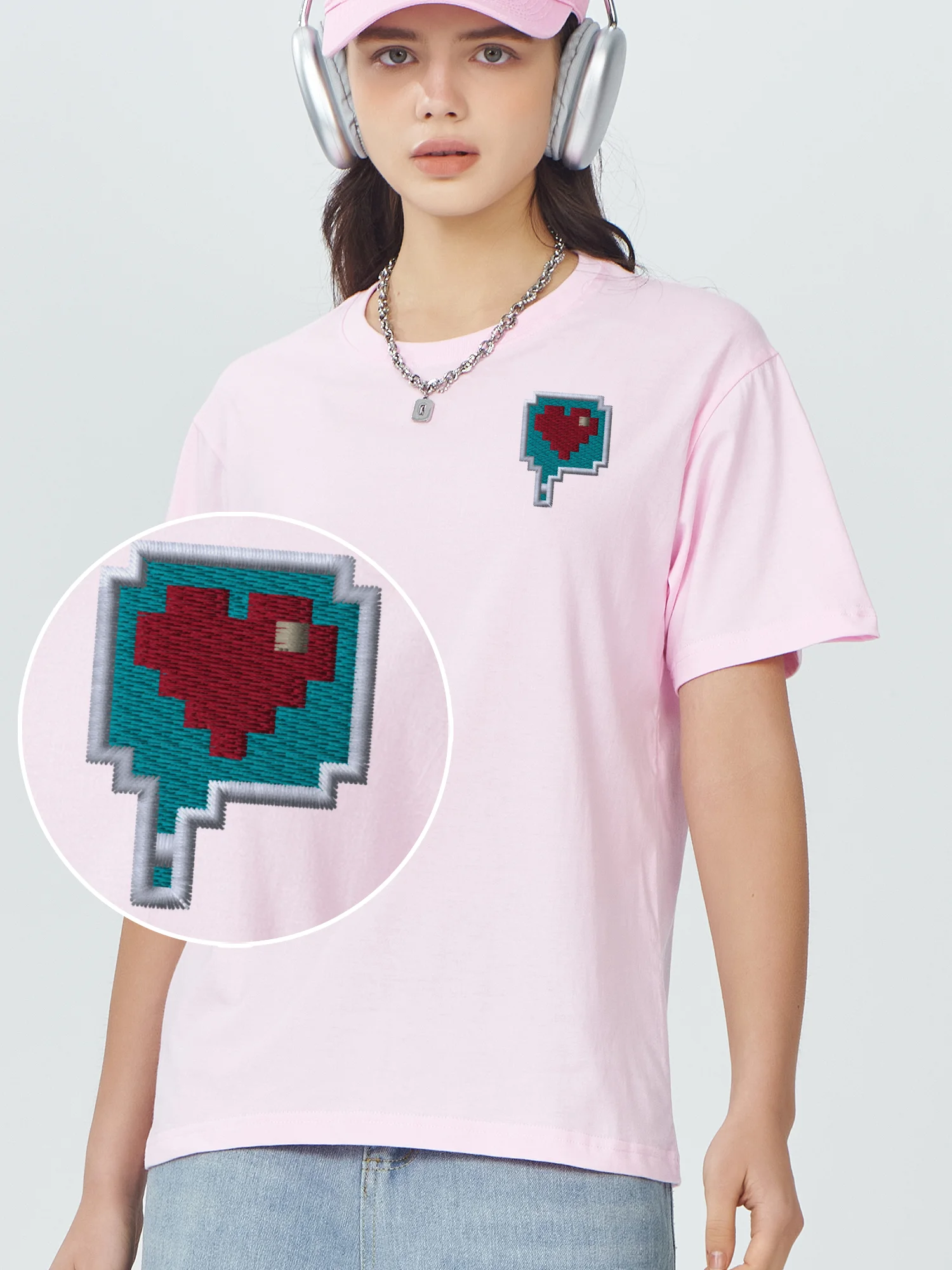 

Топы с вышивкой Pixelheart, футболка с красным сердцем, футболки из 100% хлопка с вышивкой, спортивная футболка с красным сердцем, мужская рубашка на Пасху 2025 г.