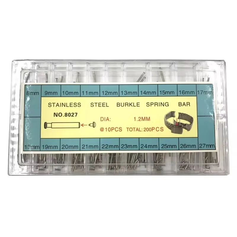 Free Shipping 1 Set 1.2mm Stainless Steel Buckle Spring Bar in Silver Color for Watch Repair