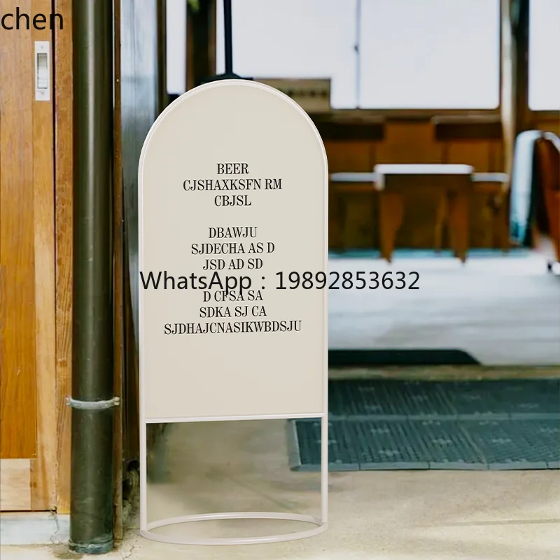 ZML Stainless Steel Sign Simple Modern Vertical Floor Advertising Sign Store Sign Display Stand