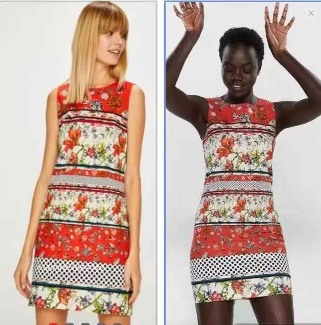 

new Spanish fashion printed, slimming and sequined short-sleeved dress