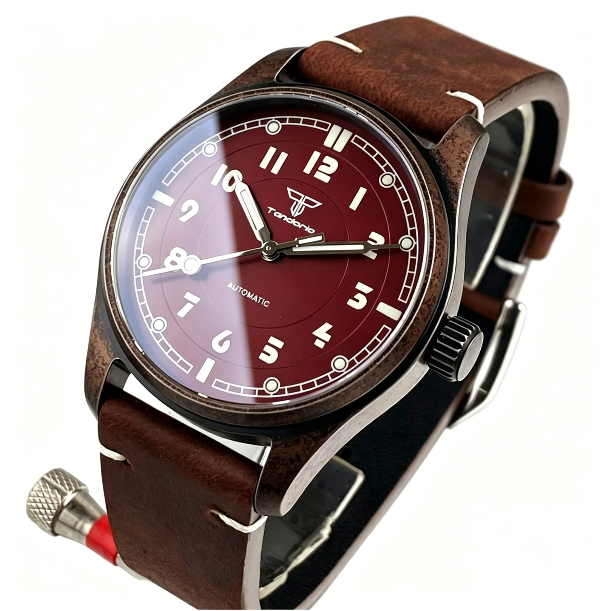 

Tandorio 39mm 20ATM Sapphire Crystal Glass Pilot Style Coated Bronze Vintage Mechanical Men's Watch For Miyota 8215/Asia 2824