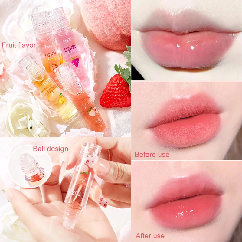 Fresh Fruit Roll-on Lip Balm Lip Makeup Primer Moisturizing Clear Transparent Lip Oil Long Lasting Hydrating Lip Gloss Cosmetics