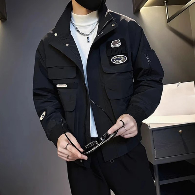 2025 primavera otoño chaqueta informal con cuello levantado Premium para hombre estilo informal de moda ropa de trabajo versátil prendas de vestir exteriores de moda