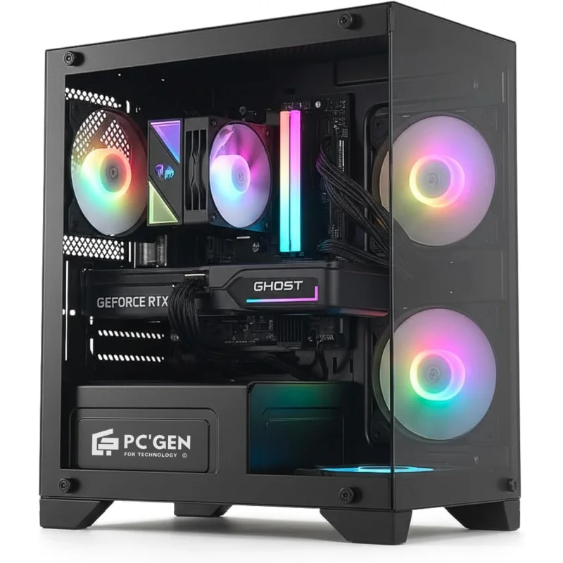 كمبيوتر الألعاب، Core i5-14400F، 16 جيجابايت 2X8 DDR5 RAM، 1 تيرابايت M.2 SSD، V90 ARGB تبريد الهواء، 600 وات * 8، مكتب Dost60 Eco، Gigabyte H610 Motherbo