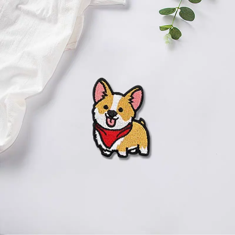 Cute Shiba Dog Embroidery Patch Cartoon Corgi Shepherd Dog Morale Badge Stickers Coat Backpack DIY Iron on Patches for Clothing