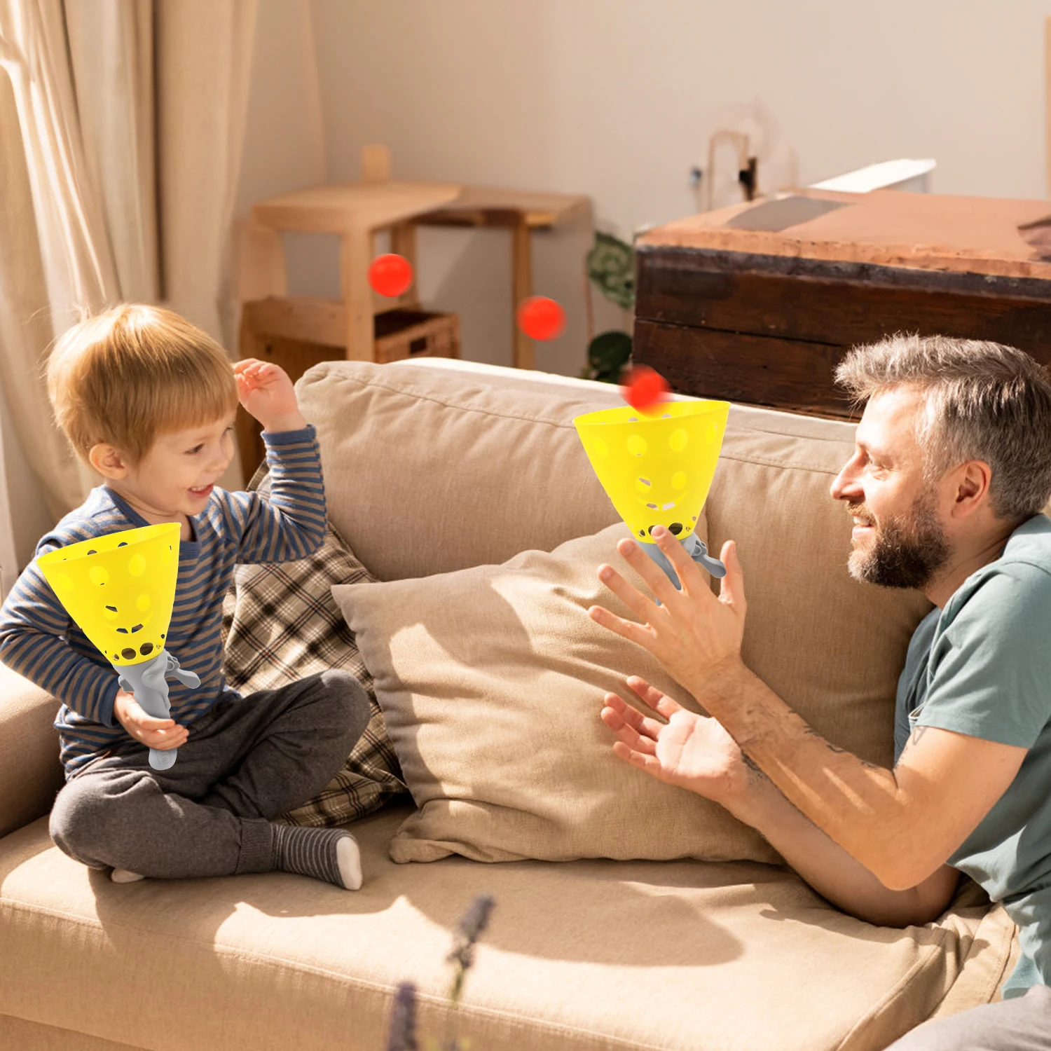 Parent child interactive ball toys, fun throwing and catching, two person ejection and catching, children's toys