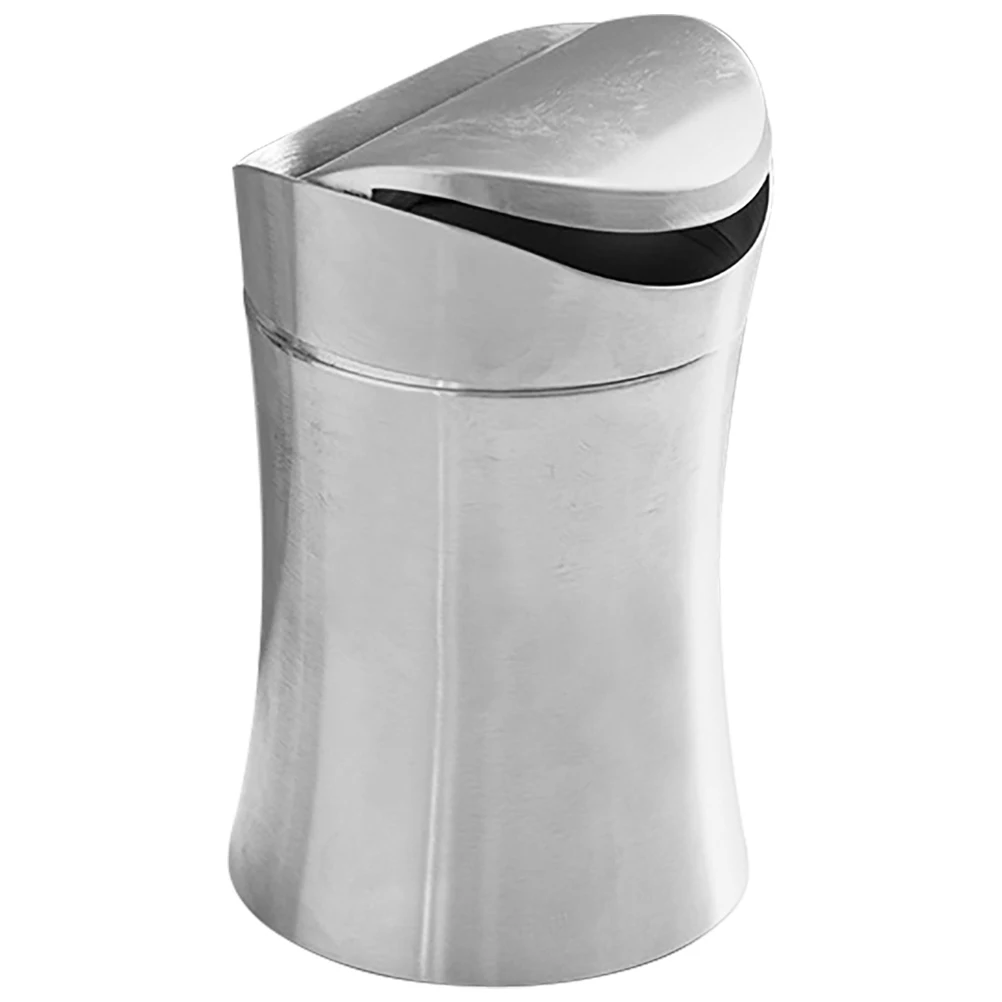 

Creative Stainless Steel Desktop Trash Can Lid Small Countertop Garbage Bin for Bathroom Office Bedroom Silver Mini Lidded Waste