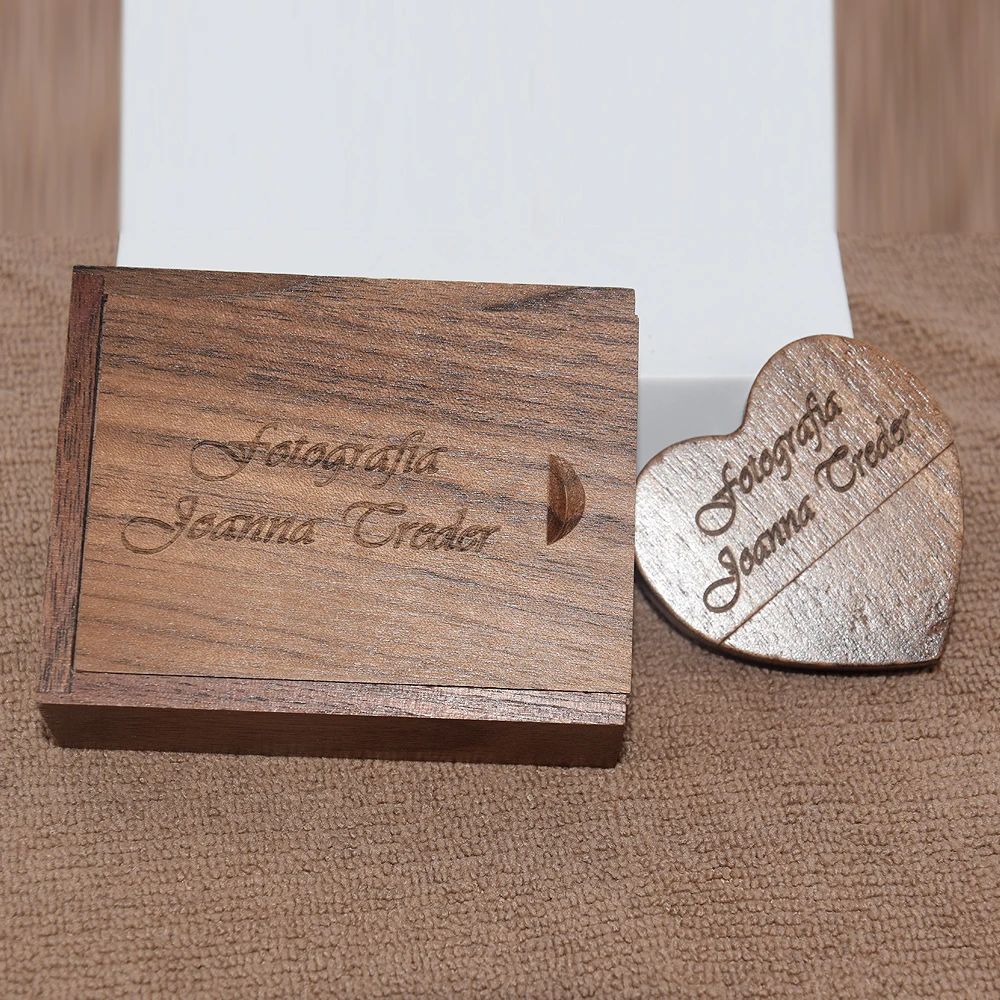 Clé USB coeur et boîte en bois, clé USB, disque U, photographie, cadeaux de mariage, 64 Go, 32 Go, 16 Go, 8 Go, 128 Go, 4 Go