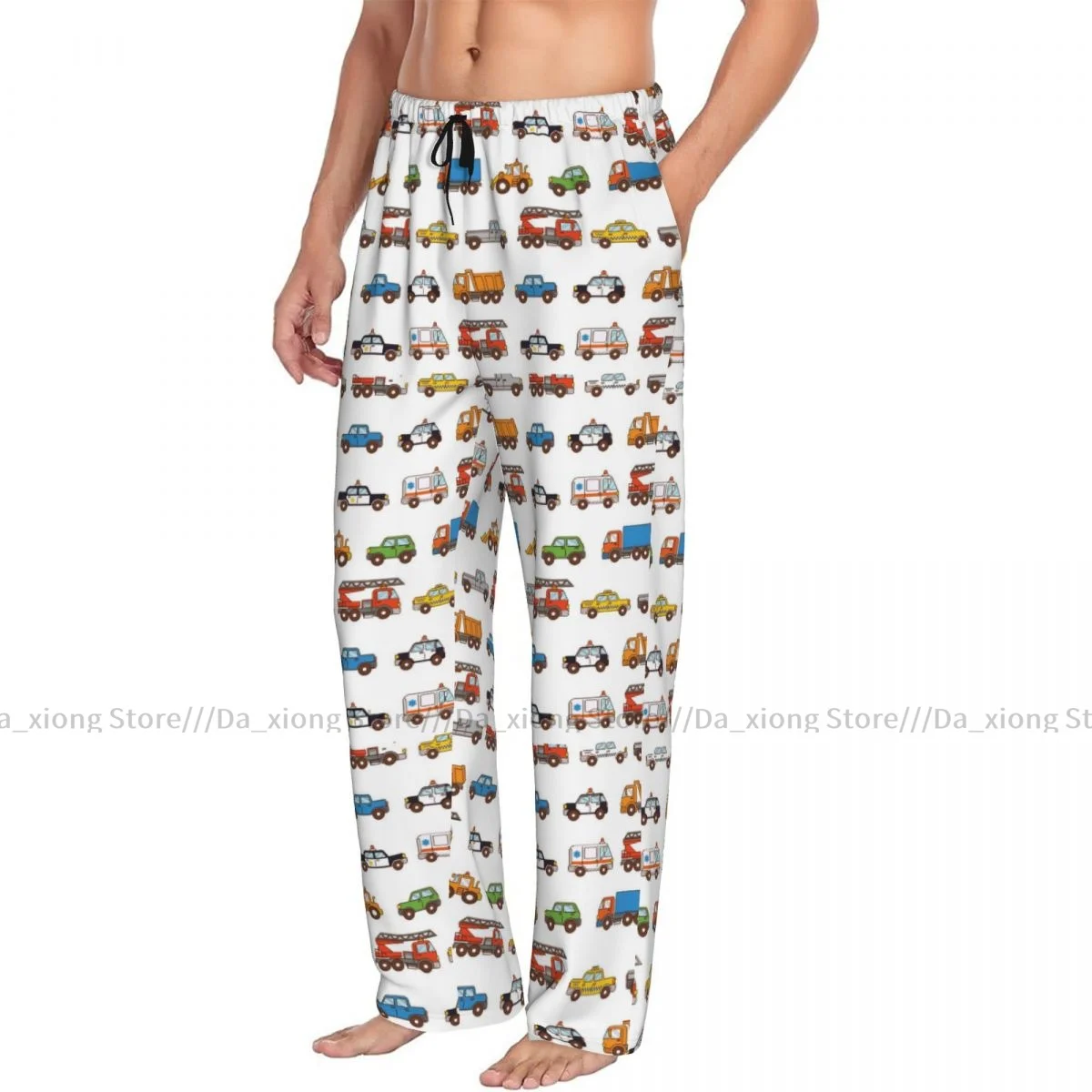 Men Sleep Bottoms Male Lounge Trousers Men\'s Cartoon Cars Pajama Pants