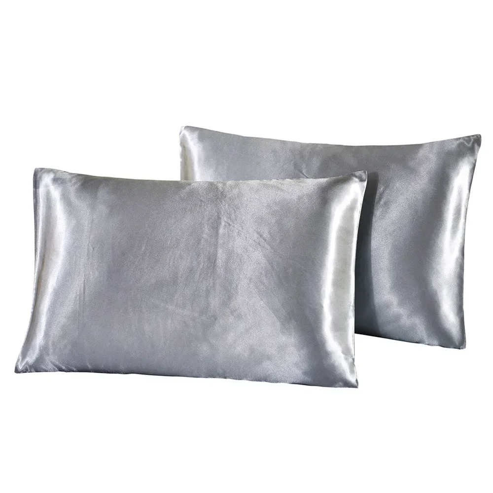 1Pc Queen Satin Silk Pillowcase Pillow Case Cover Home Bedding Smoothy Pillow Rectangle Bedding Pillow