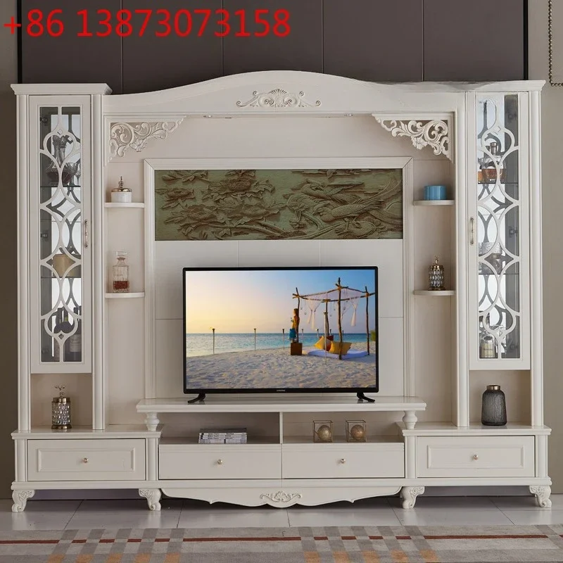 

TV combination wall cabinet overall TV wall cabinet TV background living room video cabinet white