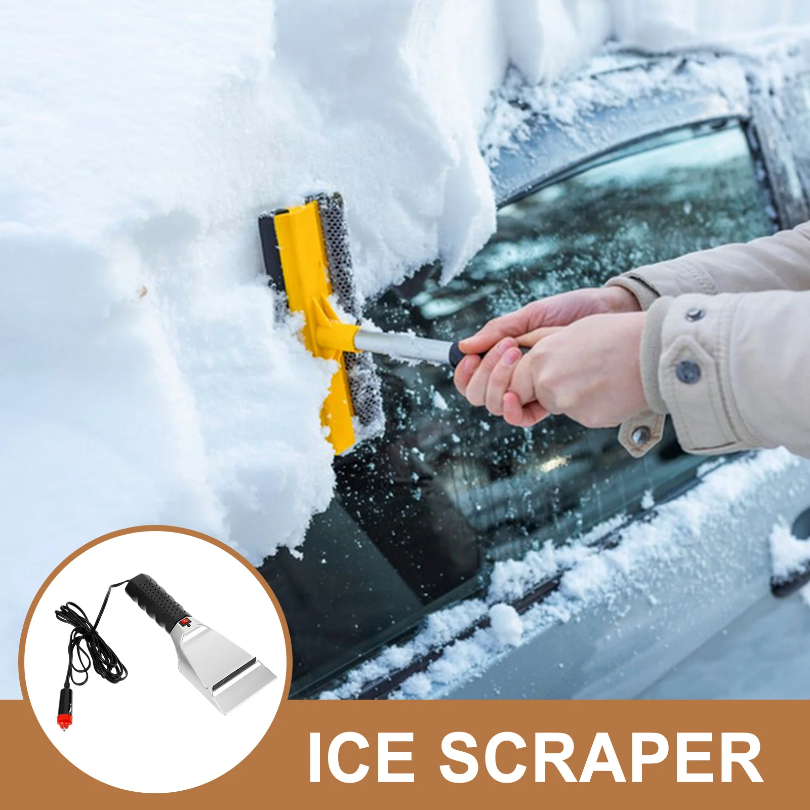 

Snow Shovel Car Ice Scraper Durable Heating Type Ice Removing Tool for Vehicle Frost Snow Removal