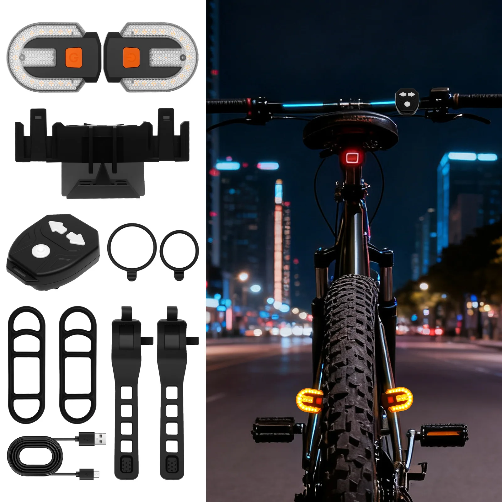 

2Pcs Bike Tail Light with Turn Signal Waterproof Split Bicycle Rear Lights with 5 Modes Safety Warning Bike Lamp for Cycling