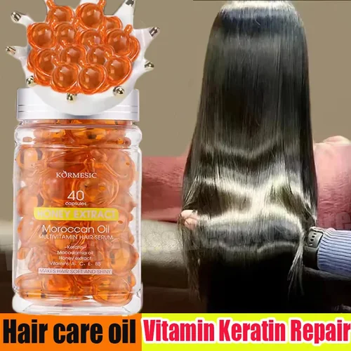 Cápsula mágica de vitamina para el cabello, aceite de queratina, restauración rápida del cabello, suave, brillante, hidratante profundo, productos para el cuidado del cabello del cuero cabelludo seco y rizado