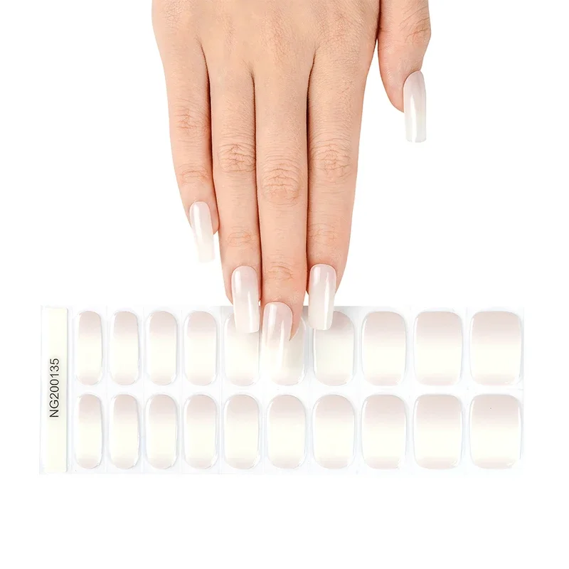 16/20 tips de uñas semi curadas, adhesivas de color sólido, cobertura completa, requieren lámpara UV, DIY 2