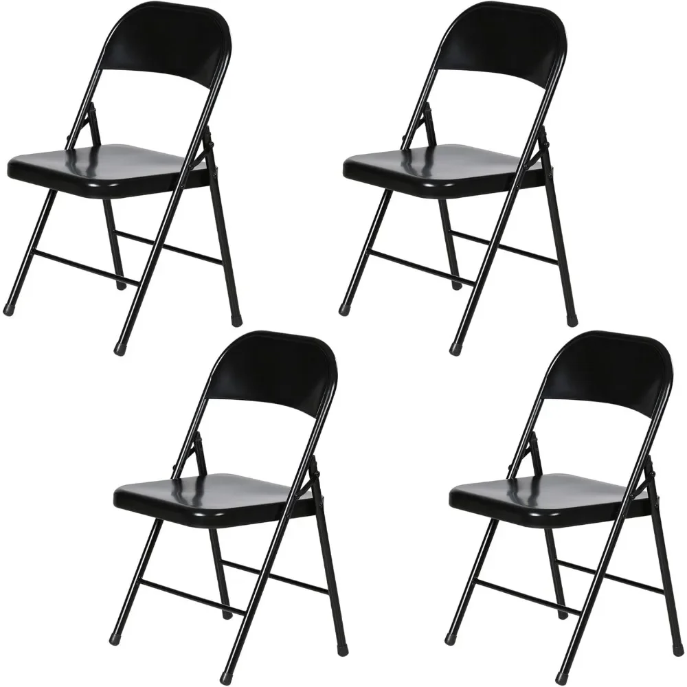 Plastic Development Group Indoor/Outdoor Metal Steel Folding Fold Up Party Chair, Black (4 Pack)