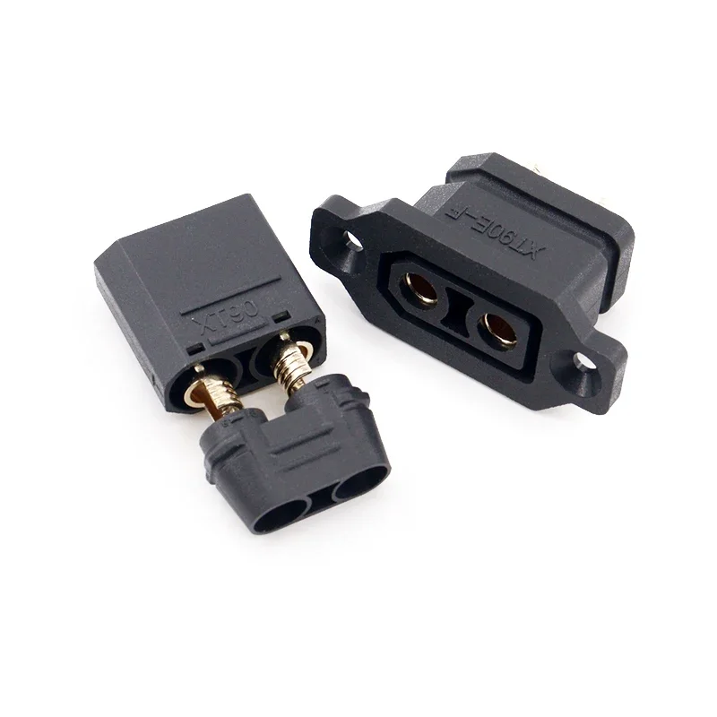 10PCS XT90E-M Quickly Charge Battery Connector XT90E Male Plug Gold-plated XT90 Mountable Connector Black Socket Or XT90H-M