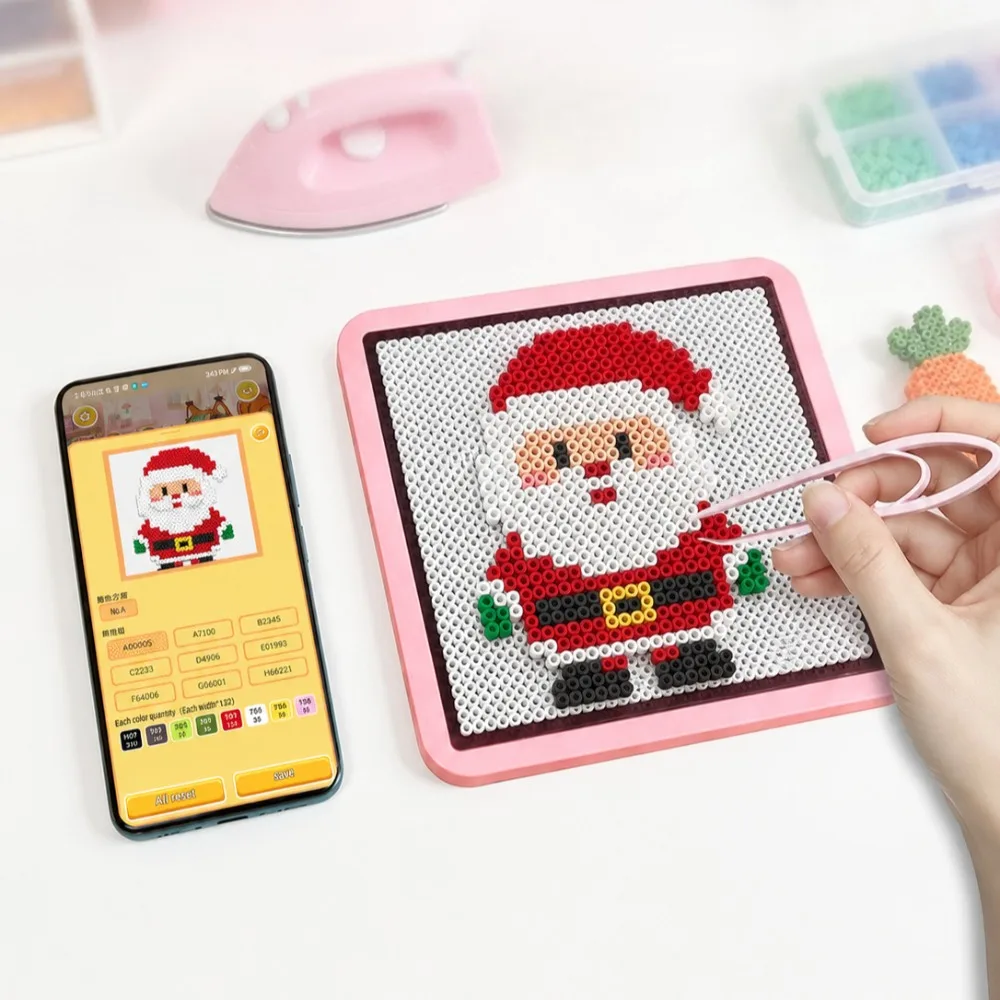 DIY Smart LED Pegboard Electronic Melting Beads Kit APP Control Large Square Transparent Ironing Board for Kids Craft Gift