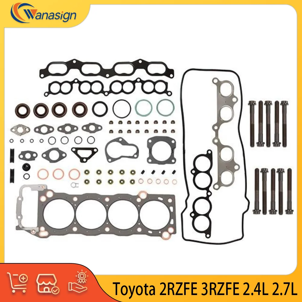 ENGINE PARTS Cylinder Head Gasket Set Bolts Fit For TOYOTA Tacoma 4 Runner T100 2.4L 2.7L L4 GAS DOHC 2RZFE 3RZFE 1994-2004