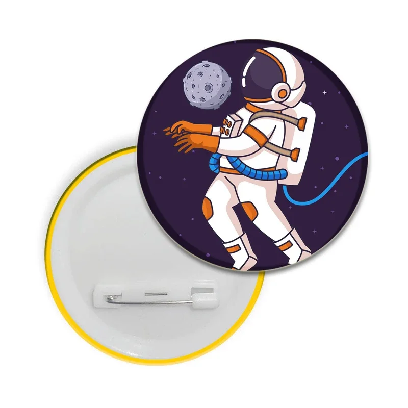Creative Cartoon Planet Astronaut Enamel Pins Space Rocket Round Brooch Badge for Backpack Hat Jewelry Accessories Gifts