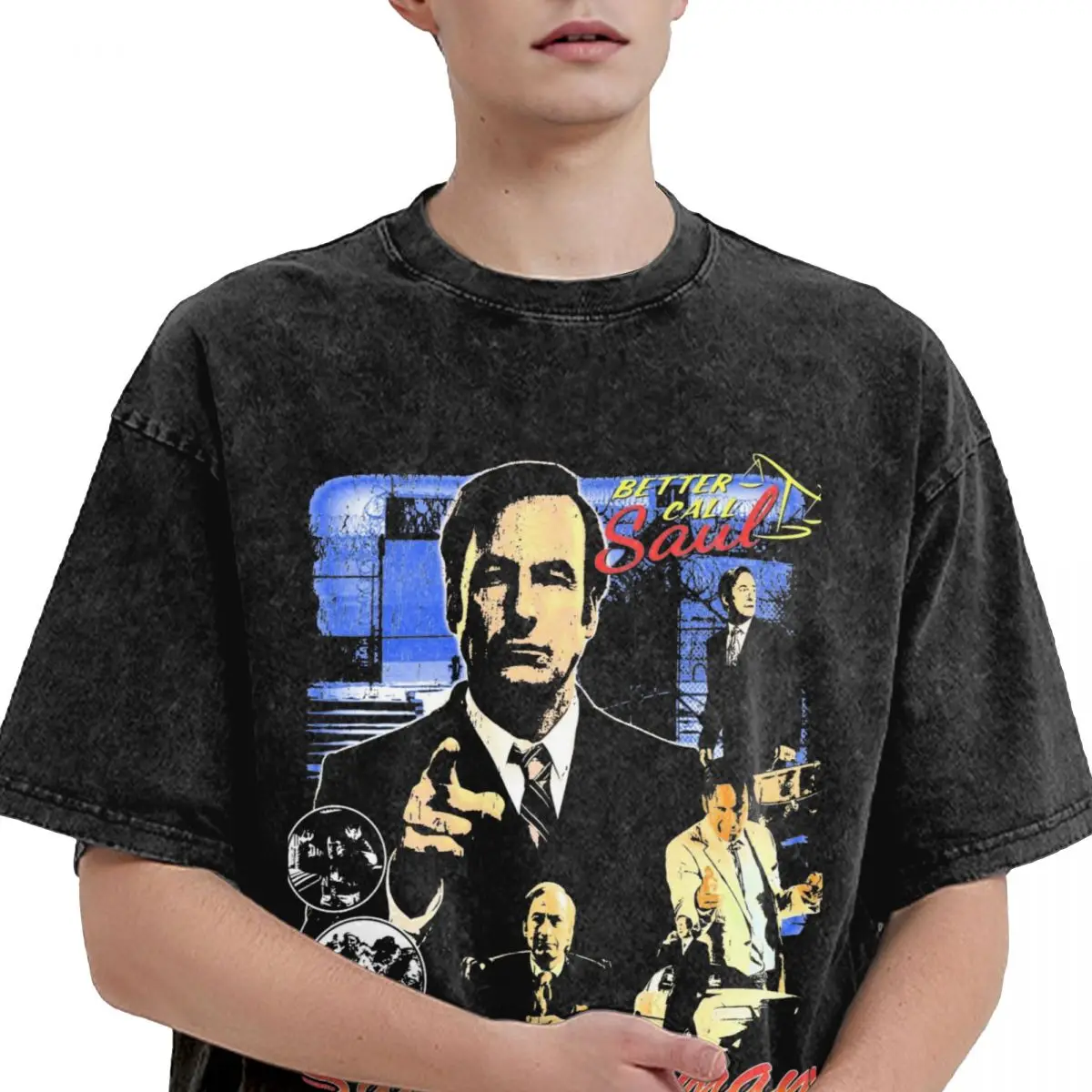 Washed T Shirt Saul Goodman Vintage 90s Better Call Saul Hip Hop Retro T-Shirts Harajuku Streetwear Tops Tees for Men Women