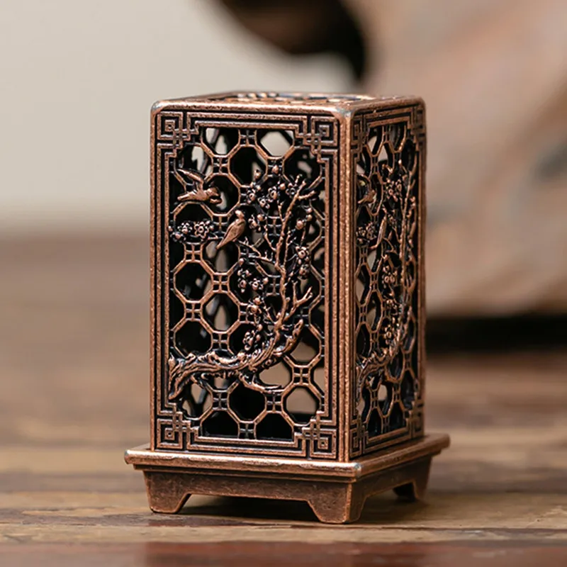 Square Vertical Incense Burner, Small Xiangyun Alloy Incense Holder, Indoor Aromatherapy, Home Ornament, Chinese Plum Burners