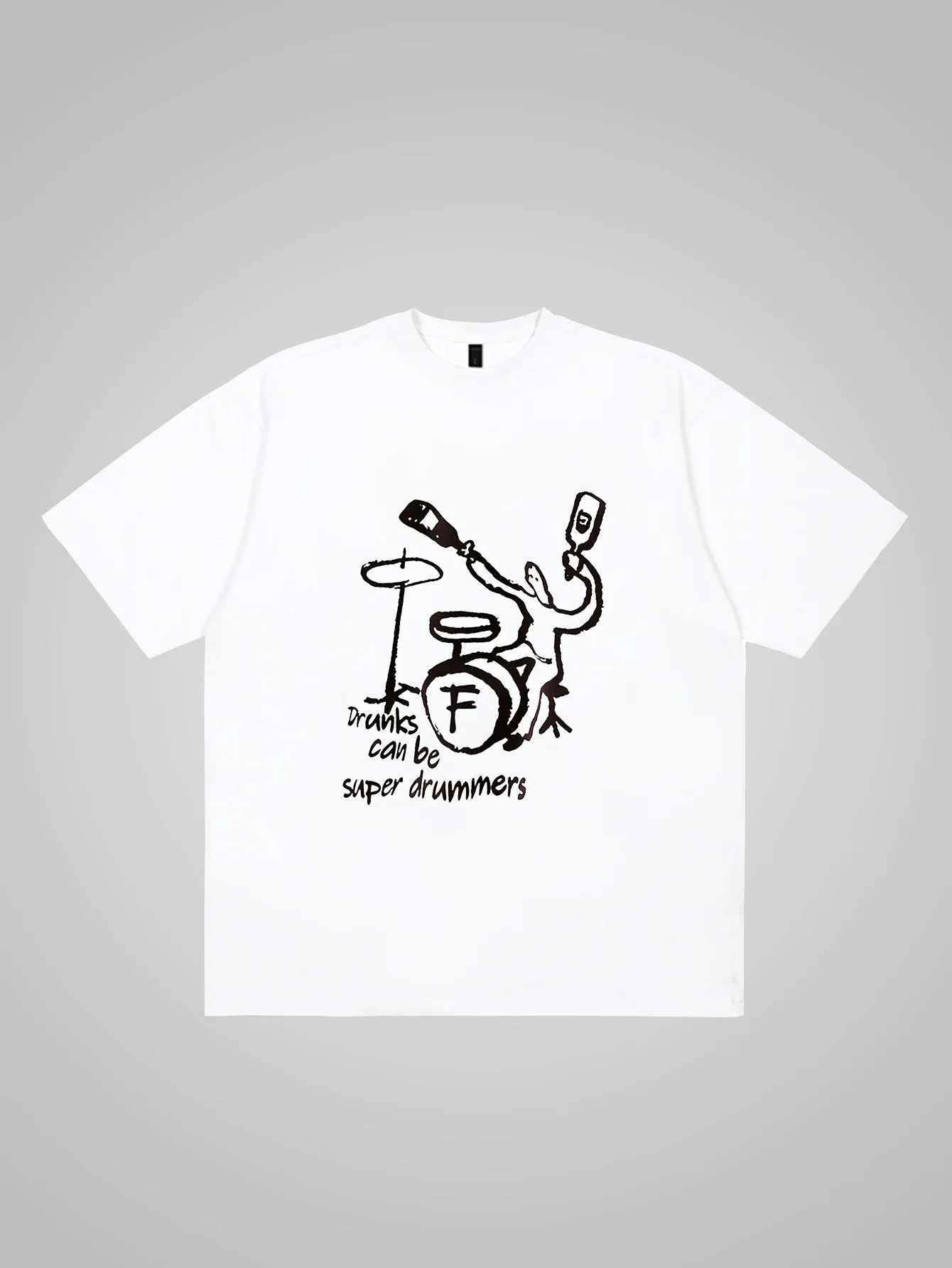 Funny Drummer Stick Figure Graphic Tee for Men Breathable 100% Cotton Perfect for Summer Casual Streetwear Style