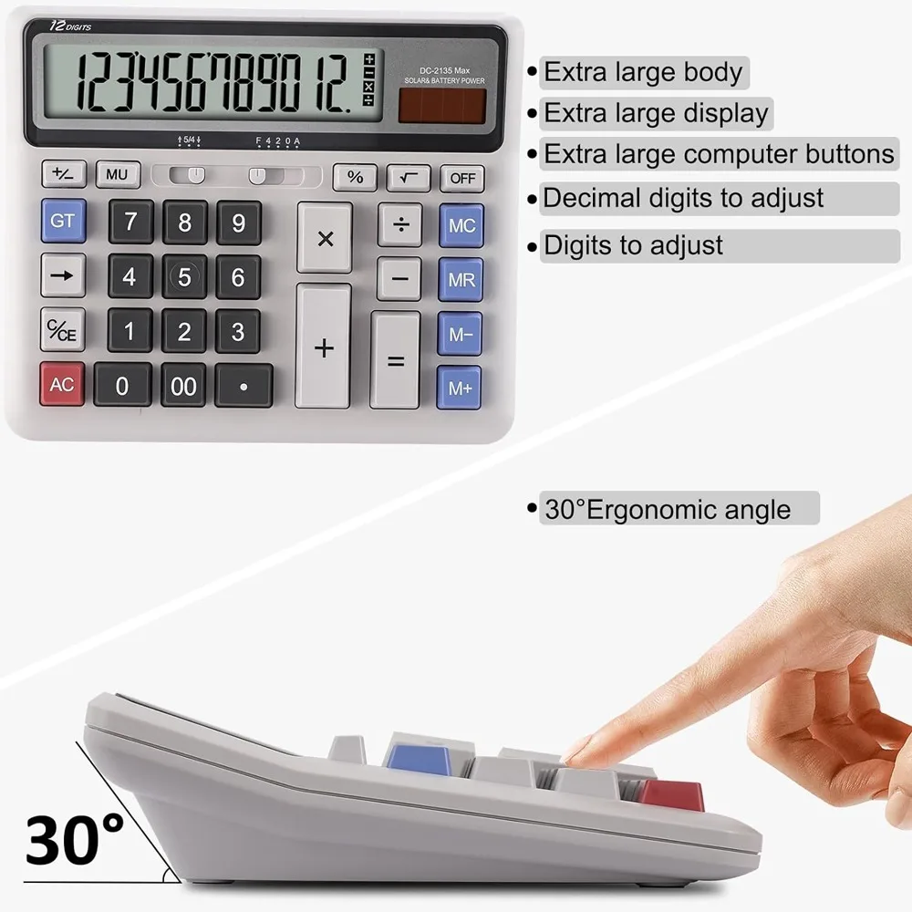 12 Digit Desk Calculator Large Display Big Buttons Office Calculator Large Screen Desktop Design Business Calculator For Office