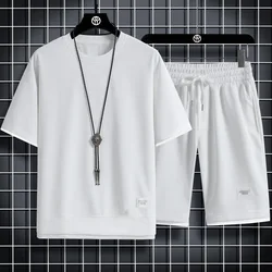 New 23 Men's Set Summer Sports Suit Comfortable Breathable Waffle Running Sets Jogging Fitness Tracksuit Men Training Jersey
