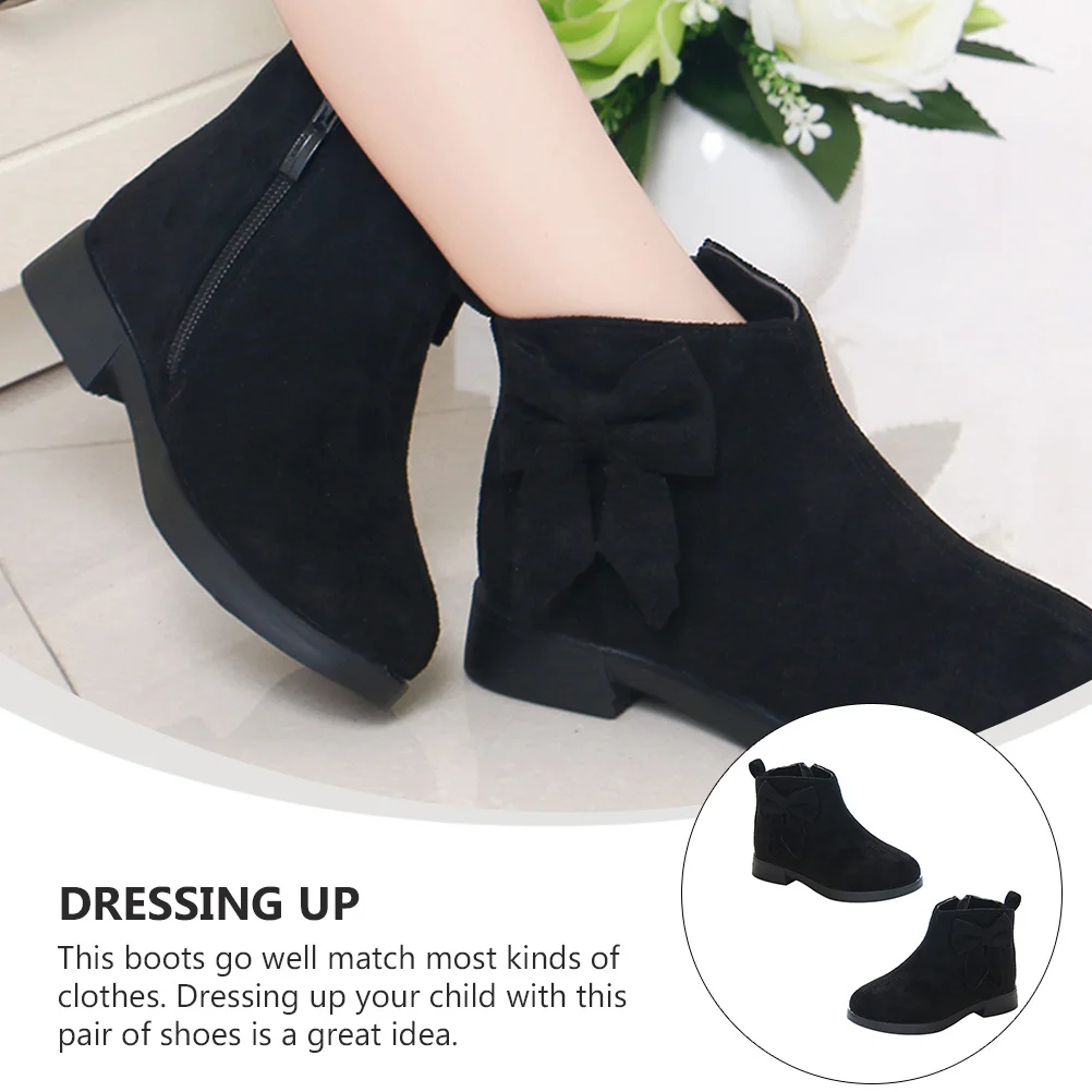 

1Pair Children Bow-Knot Girls Short Boots Warm Ankle Boots Autumn Winter Shoes Casual Kids Shoes Girls Booties
