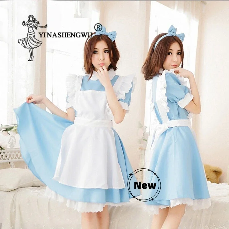 Alice In Wonderland Cosplay Costume Lolita Dress Maid Apron Fantasy Carnival Halloween Costumes For Women Girl Masquerade Party