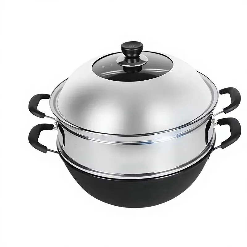 Environmentally friendly non-stick wok, three-layer stainless steel honeycomb coating, healthy cooking
