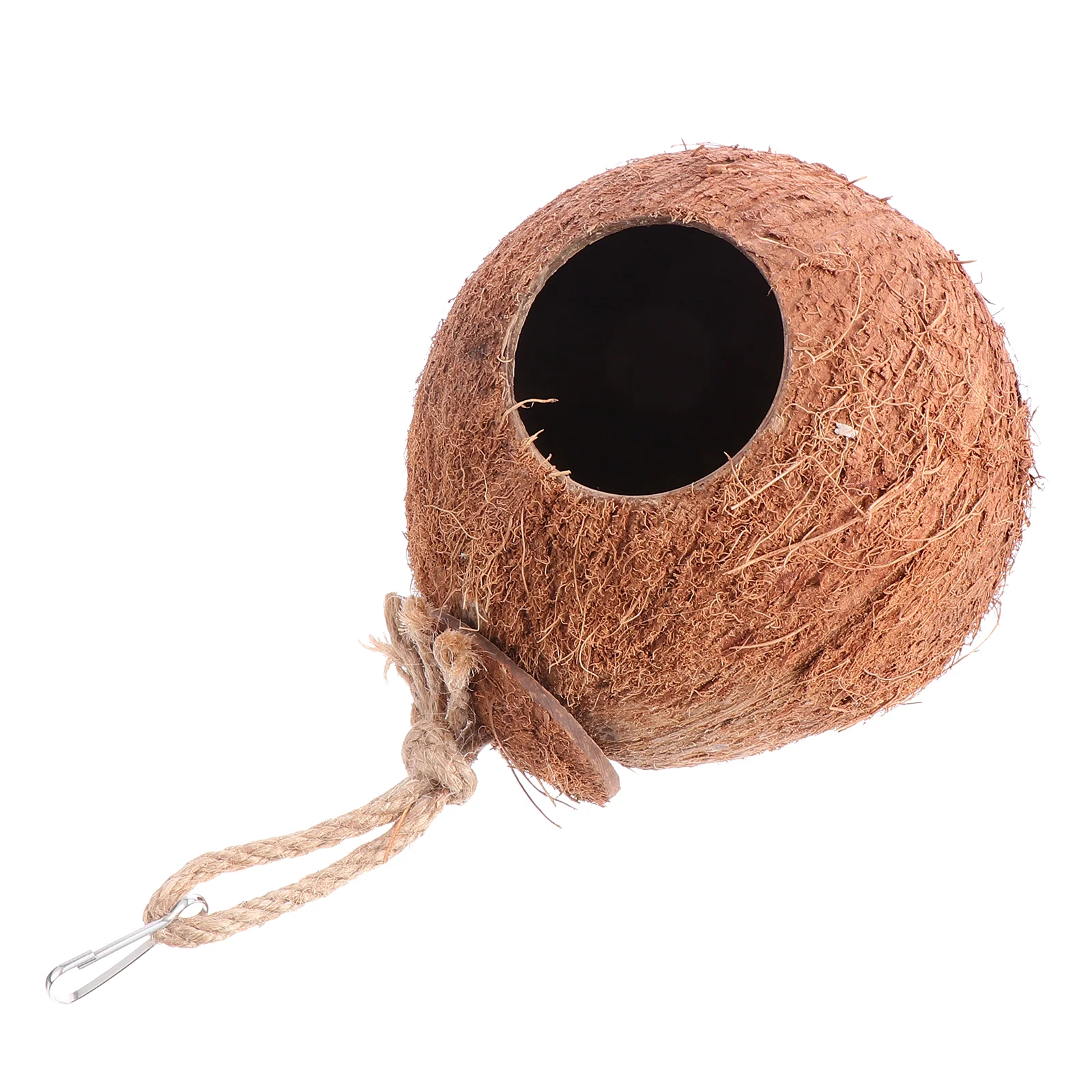 Coconut Shell Bird Nest for Parrot Hanging Feeder Hut Decoration House Birdhouse Natural