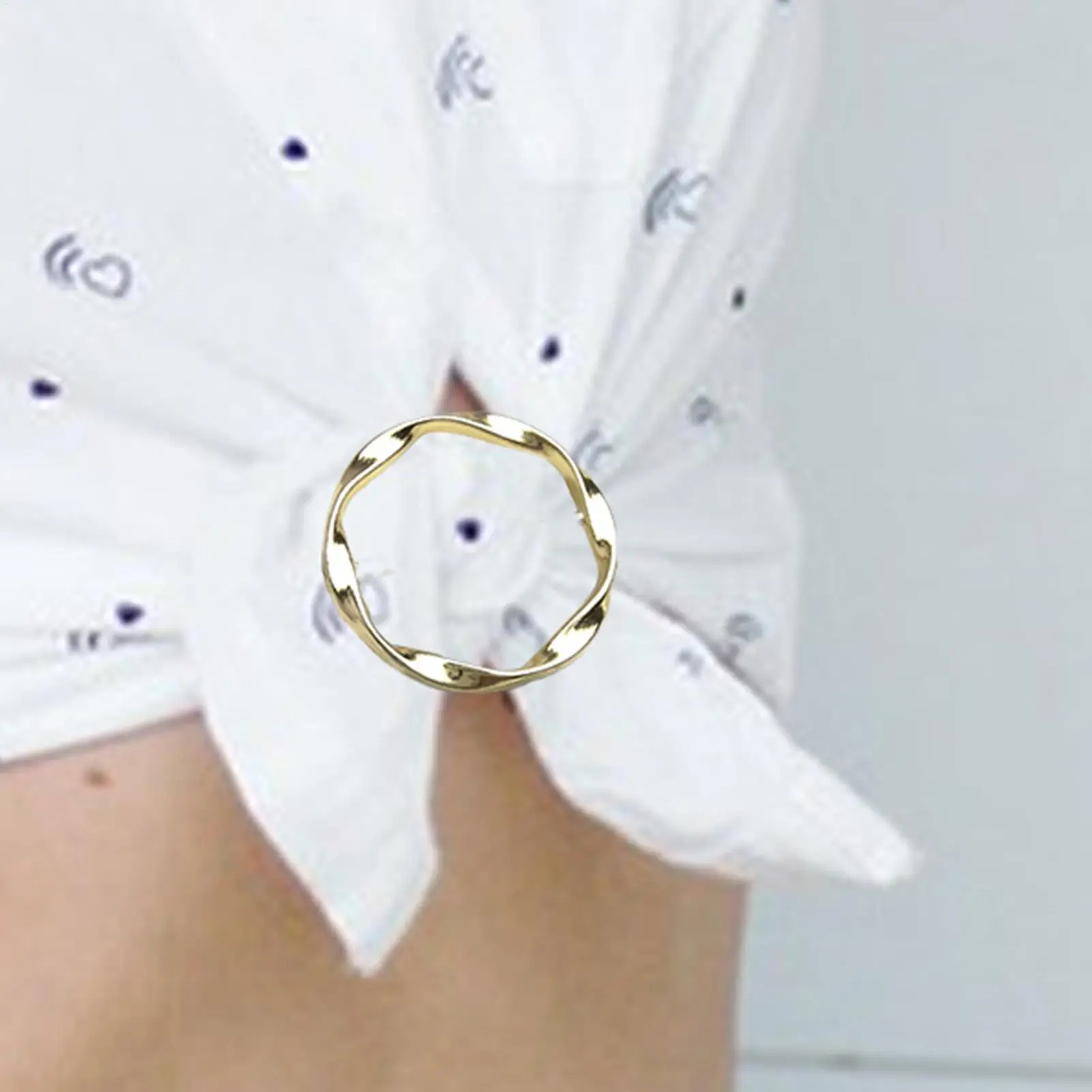 4Pieces Metal Ring Waist Button Scarf Button Fashion Corner Hem Waist Knotted Brooches Women T-shirt Fixed Buckle Girl Decor
