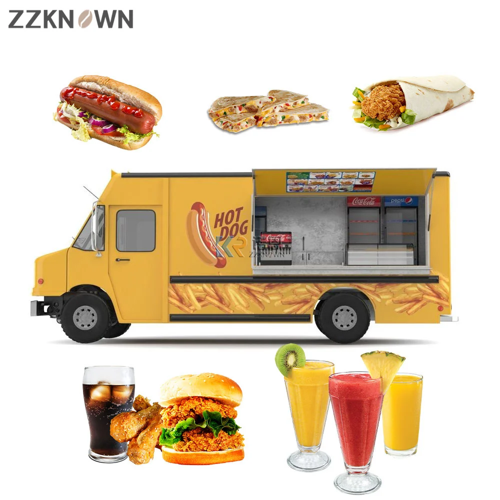 Caminhões elétricos de comida rápida, trailer móvel de rua vintage para venda, café da manhã, lanche, sorvete, loja, equipamentos de cozinha