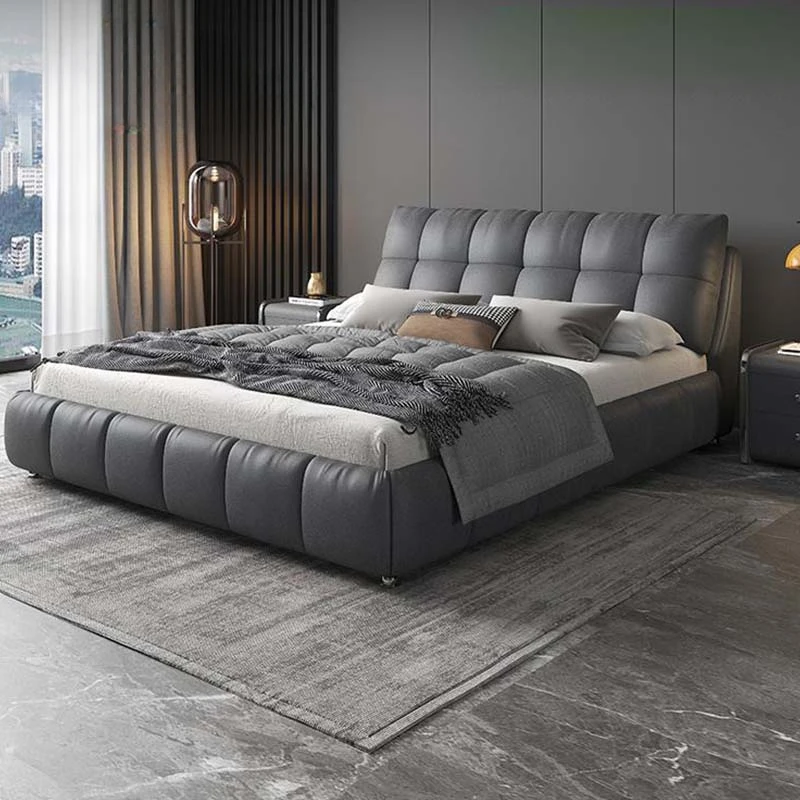 

Modern Simple Style Durable Double Bed Bedroom King/Queen Size Home Furniture Designer Leather Soft Bed