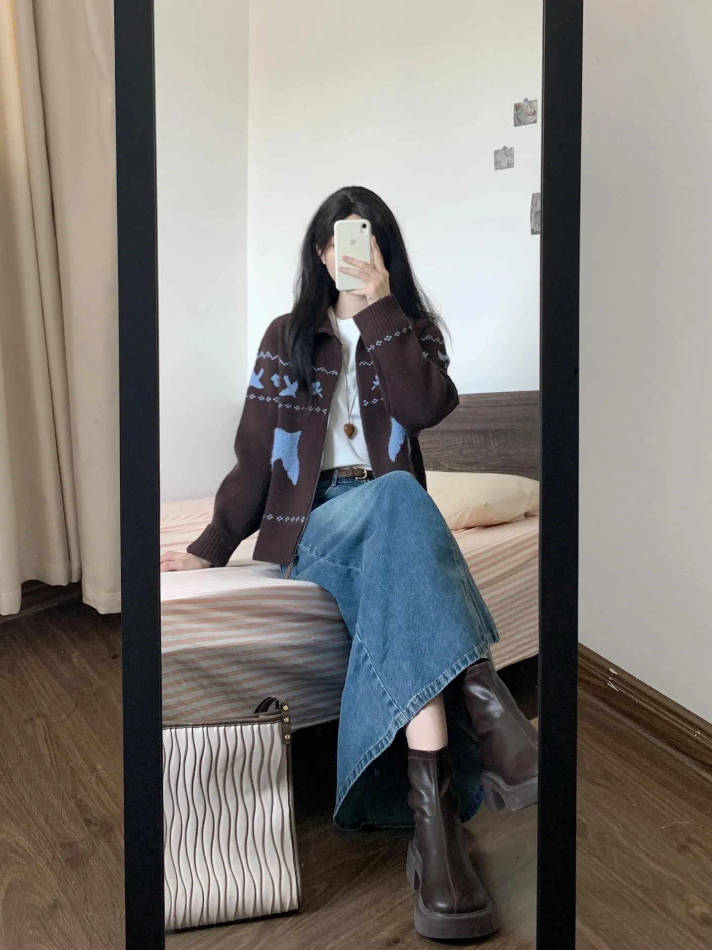 

Loose Knitted Sweater Coat Women's Early Autumn Lazy Sle Coffee Color Top Open Cardigan Long Sve Zipper Closure Spring A...