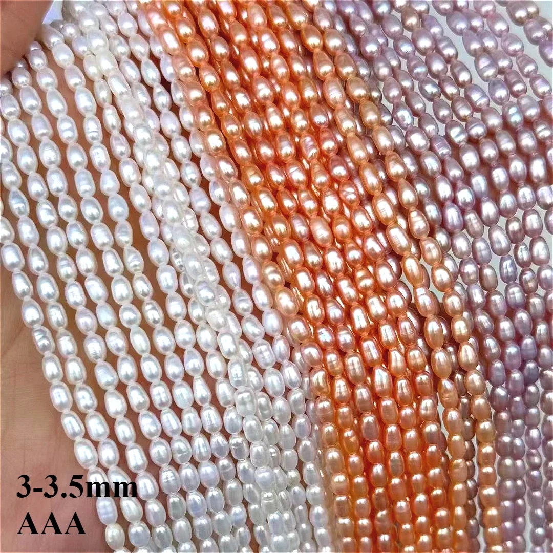 

3-3.5mm3A Natural Freshwater White Purple Pink Rice Isolated Bead Women Exquisite Women JewelryDIY Necklace Bracelet Accessories