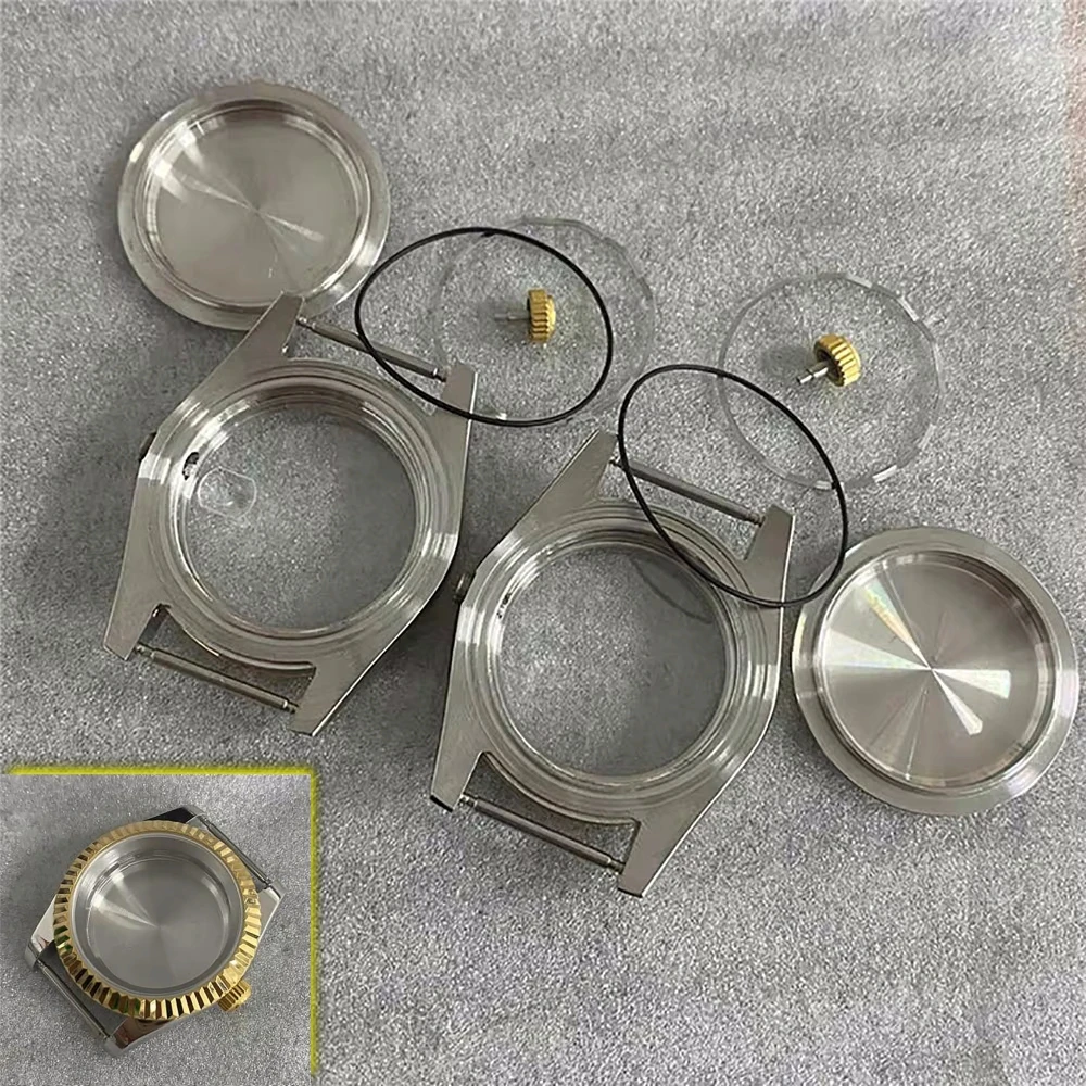 

for NH35/NH36/4R Movement 39mm Watch Case Electroplating Room Gold Oyster Type Perpetual /Dog Teeth Circle Sapphire Glass