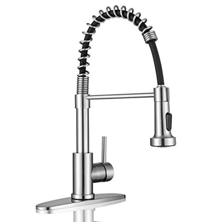 

Kitchen Faucets Commercial Brushed Nickel Stainless Steel Pull Down Sprayer Single Hole Single Handle RV Farmhouse Laundry Outd