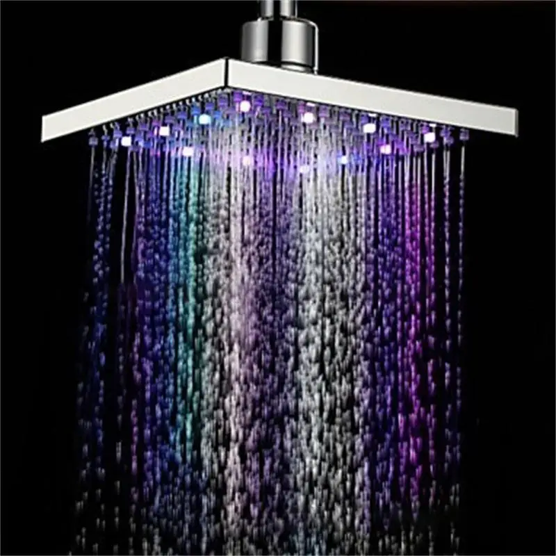 Square Fixed Shower Head Fashionable Environmental Led Shower Head Safe Rain Shower Top Nozzle Bathroom Tools Bathroom Shower