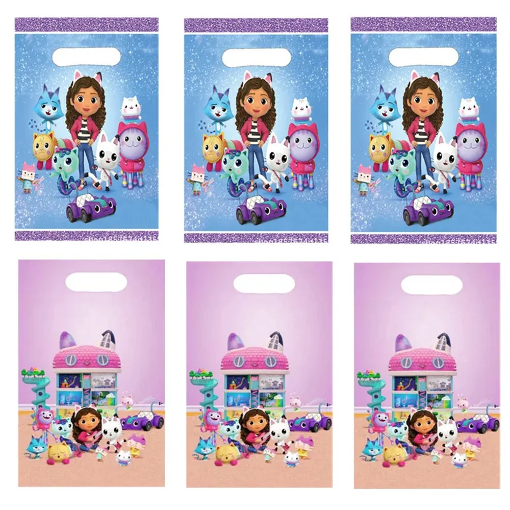 

10pcs Gabby Dollhouse Gift Bag Baby Shower Decor Chocolate Cookies Candy Bag Cat Theme Party Girls Birthday Party Supplies Decor